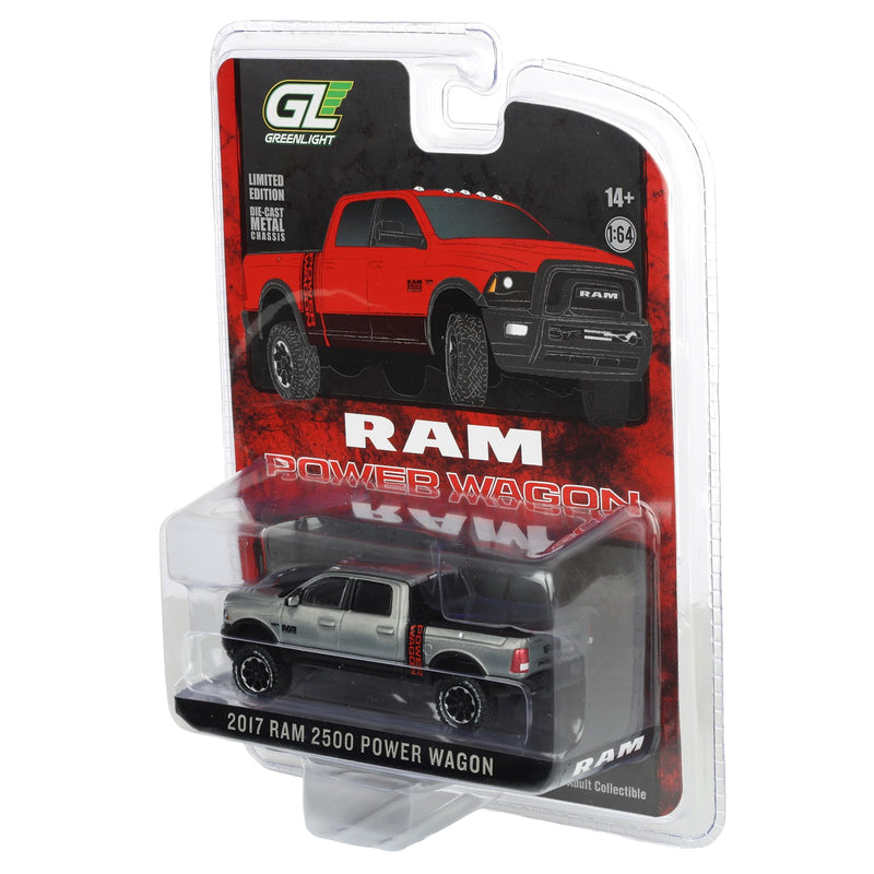 Raw Chase Unit ~ 1/64 2017 Ram 2500 Flame Red Power Wagon Pickup Truck by GreenLight Collectibles