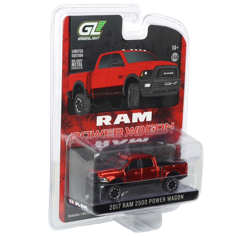Red Chrome Super Chase Unit ~ 1/64 2017 Ram 2500 Flame Red Power Wagon Pickup Truck by GreenLight Collectibles