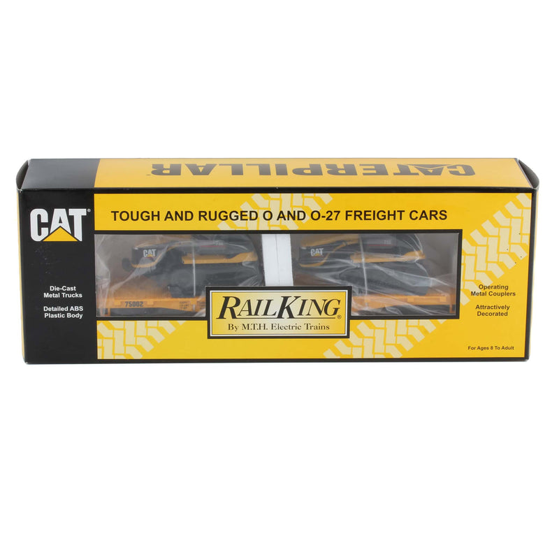 O Scale Caterpillar Flat Car (#75002) with (2) 75E Agricultural Tractors by M.T.H. Electric Trains