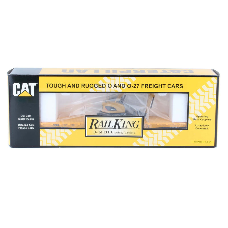 O Scale Caterpillar Flat Car with (1) CAT 308C CR Hydraulic Excavator by M.T.H. Electric Trains