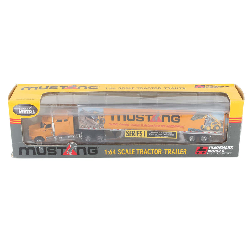 1/64 International 9400I Semi Truck with 53ft Box Trailer by DCP, Mustang Skid Loaders