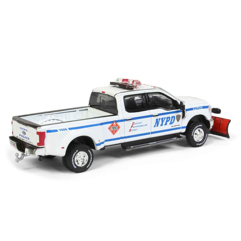 1/64 2019 Ford F-350 Dually Pickup Truck (NYPD) Class 3 Hazmat with Snow Plow