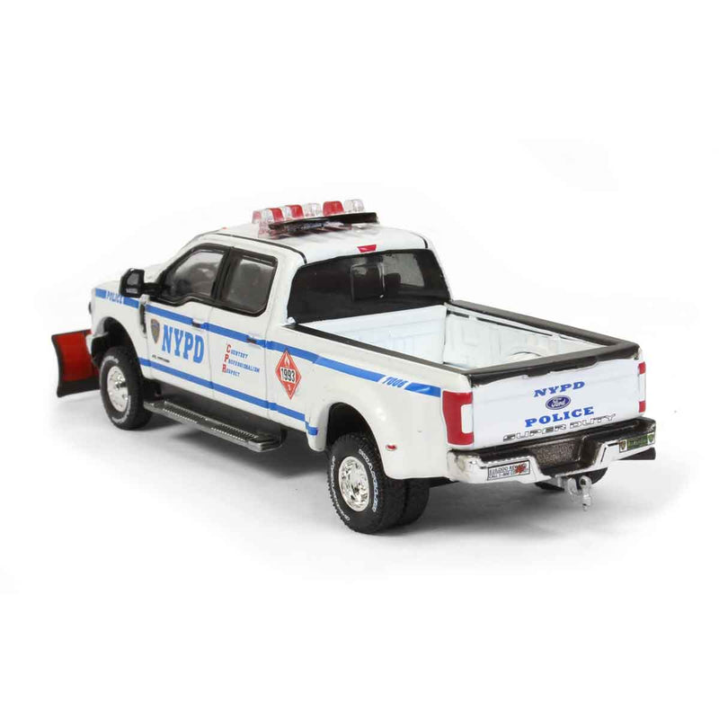 1/64 2019 Ford F-350 Dually Pickup Truck (NYPD) Class 3 Hazmat with Snow Plow