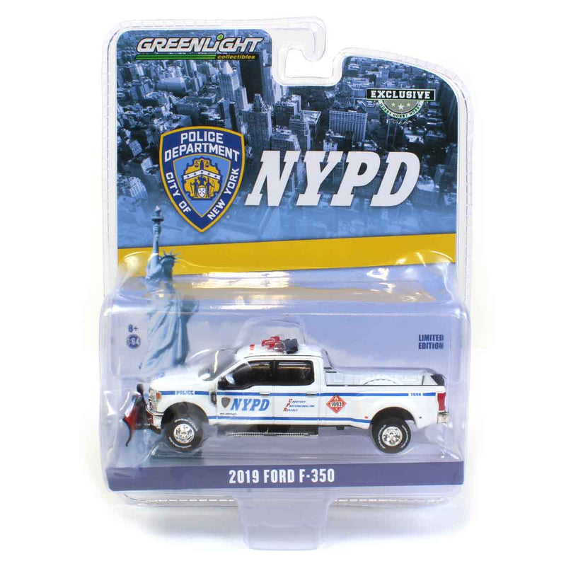 1/64 2019 Ford F-350 Dually Pickup Truck (NYPD) Class 3 Hazmat with Snow Plow