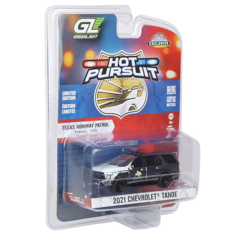 Charcoal Chrome Super Chase Unit ~ 1/64 2021 Chevrolet Tahoe Police Pursuit Vehicle, Texas Highway Patrol