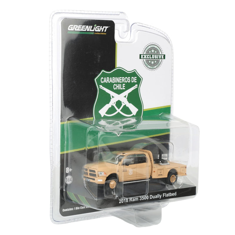 1/64 2018 Ram 3500 Dually Flatbed Truck by GreenLight Collectibles, Carabineros De Chile