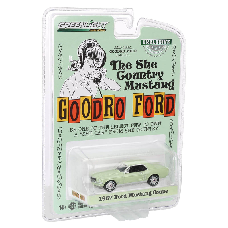 1/64 1967 Ford Mustang Coupe "She Country Special", Bill Goodro Ford, Denver, Colorado, Limelite Green, Hobby Exclusive