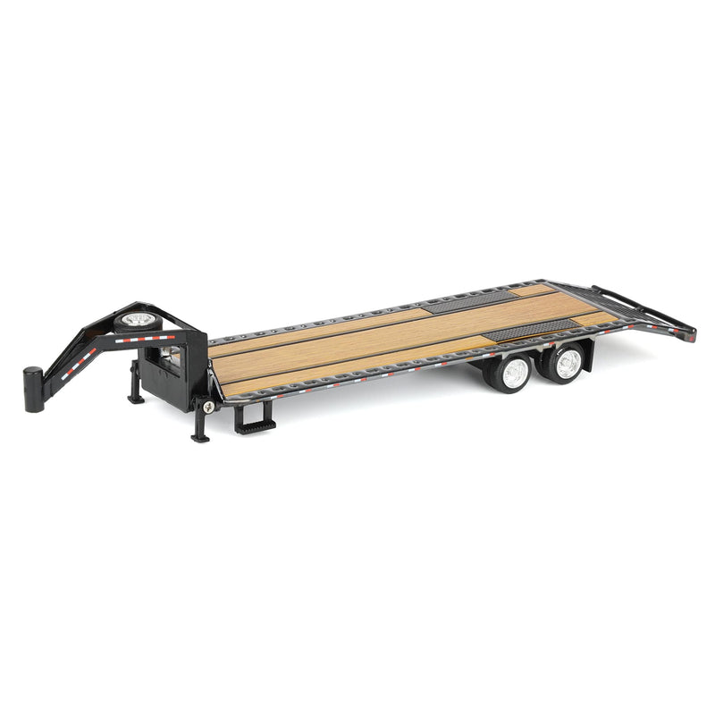 Charcoal Chrome Super Chase Unit ~ 1/64 Gooseneck Trailer with Red & White Conspicuity Stripes