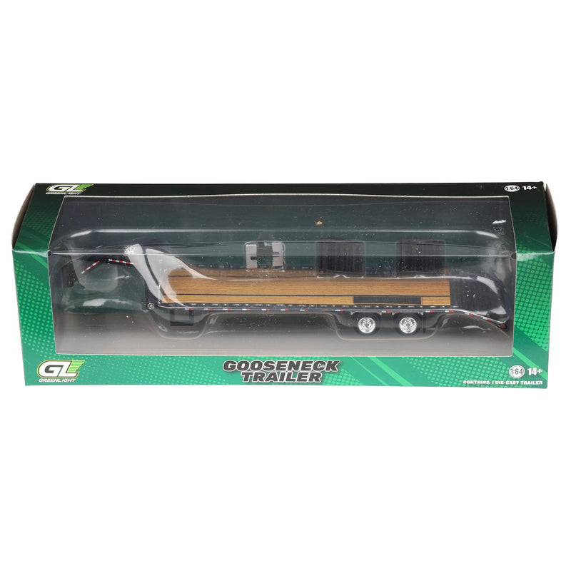 Charcoal Chrome Super Chase Unit ~ 1/64 Gooseneck Trailer with Red & White Conspicuity Stripes