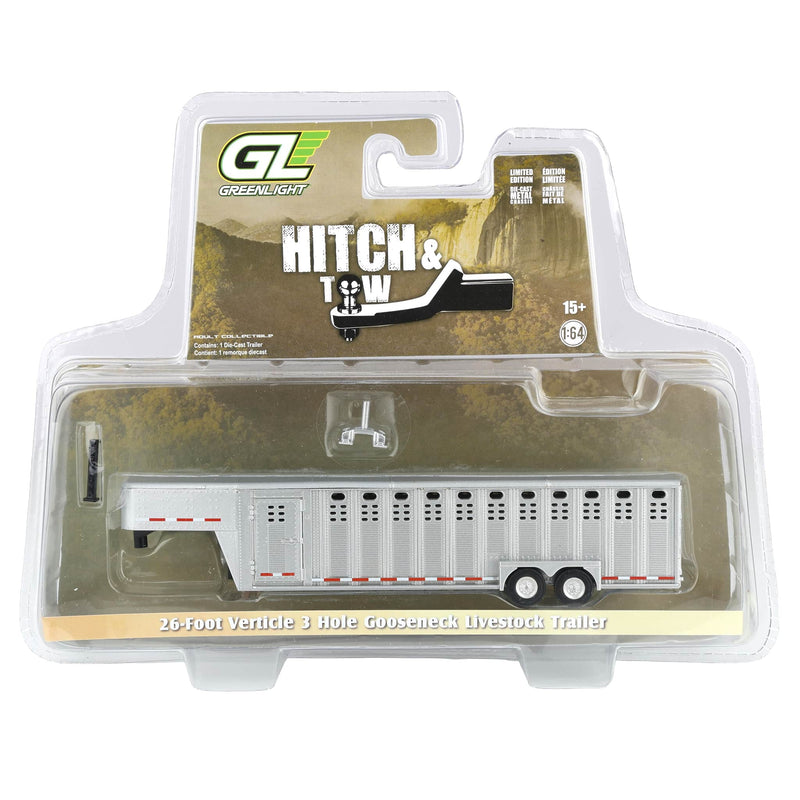 Raw Chase Unit ~ 1/64 26ft Vertical Three Hole Gooseneck Trailer, Hitch & Tow Trailers by GreenLight Collectibles