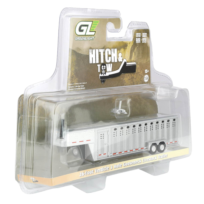 Raw Chase Unit ~ 1/64 26ft Vertical Three Hole Gooseneck Trailer, Hitch & Tow Trailers by GreenLight Collectibles