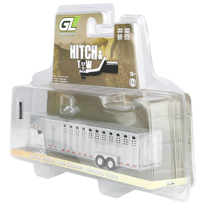Raw Chase Unit ~ 1/64 26ft Vertical Three Hole Gooseneck Trailer, Hitch & Tow Trailers by GreenLight Collectibles