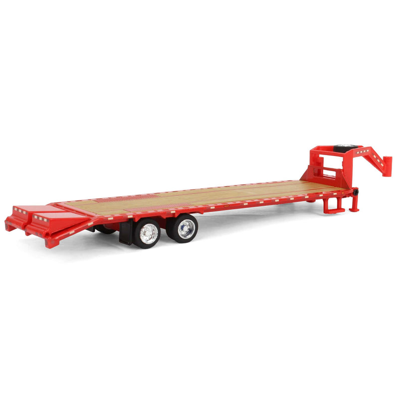 (B&D) 1/64 Gooseneck Trailer, Red with Red & White Conspicuity Stripes, GreenLight Hobby Exclusive - Damaged Item