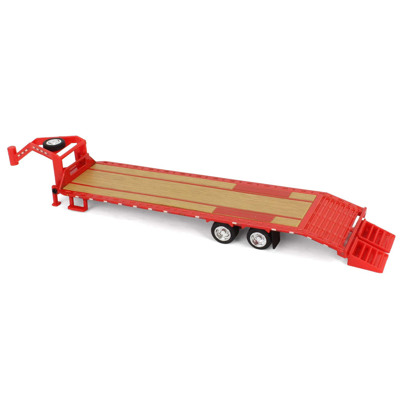 (B&D) 1/64 Gooseneck Trailer, Red with Red & White Conspicuity Stripes, GreenLight Hobby Exclusive - Damaged Item