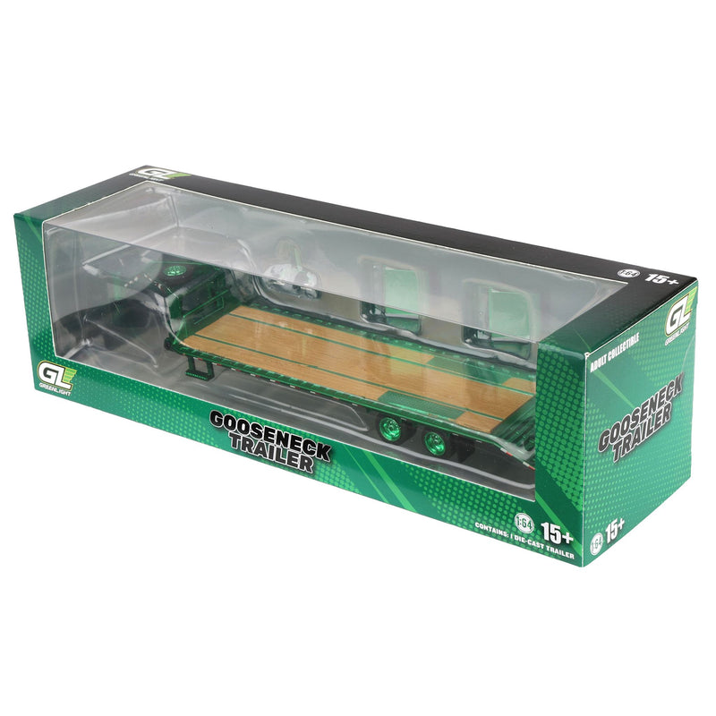 Green Chrome Chase Unit ~ 1/64 Gooseneck Trailer with Red & White Conspicuity Stripes, Hobby Exclusive