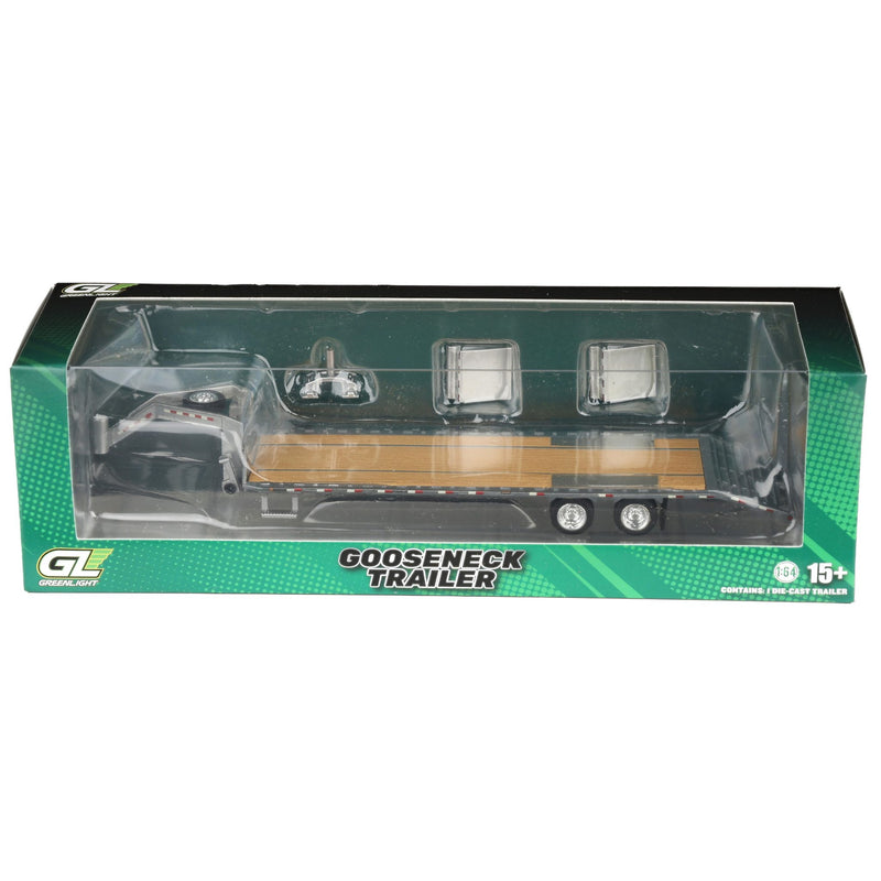 Raw Chase Unit ~ 1/64 Gooseneck Trailer with Red & White Conspicuity Stripes, Hobby Exclusive by GreenLight Collectibles