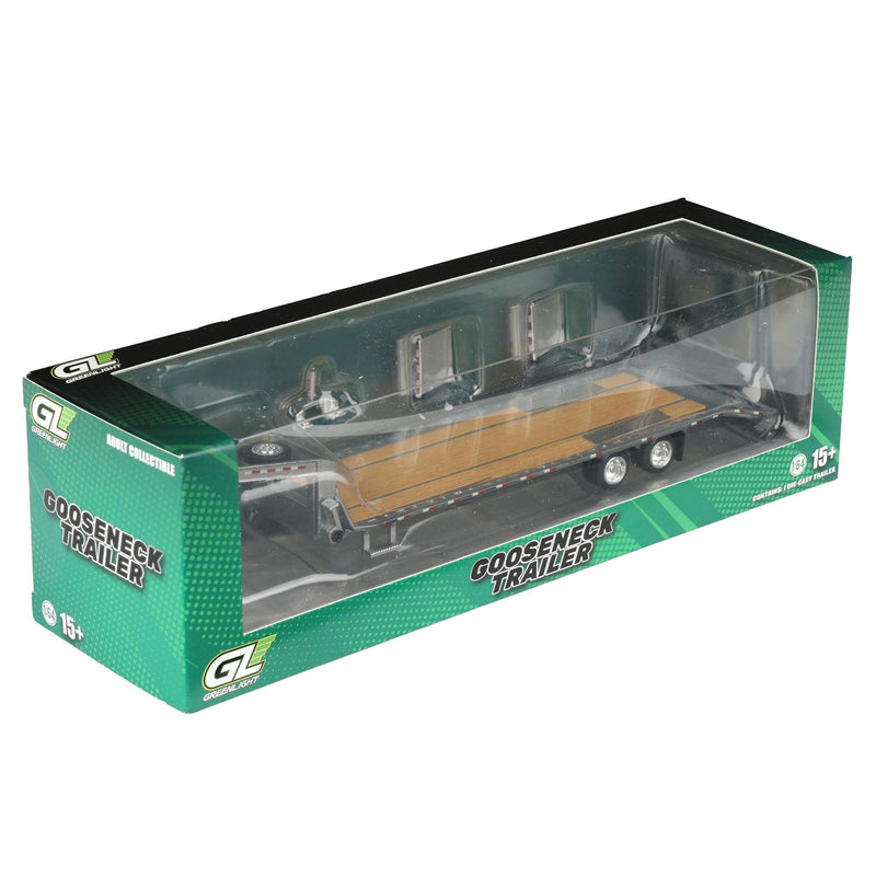Raw Chase Unit ~ 1/64 Gooseneck Trailer with Red & White Conspicuity Stripes, Hobby Exclusive by GreenLight Collectibles