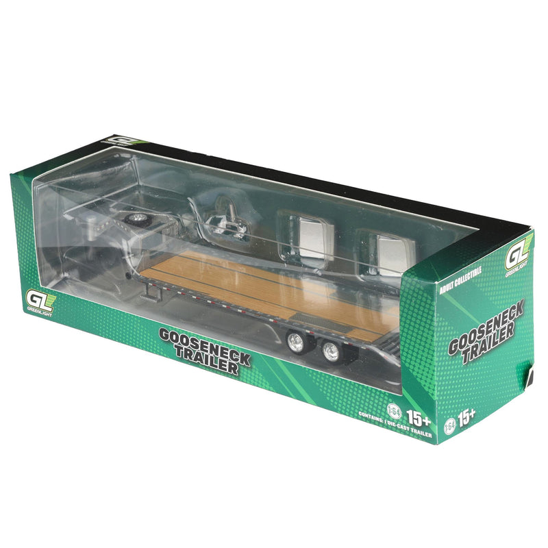 Raw Chase Unit ~ 1/64 Gooseneck Trailer with Red & White Conspicuity Stripes, Hobby Exclusive by GreenLight Collectibles