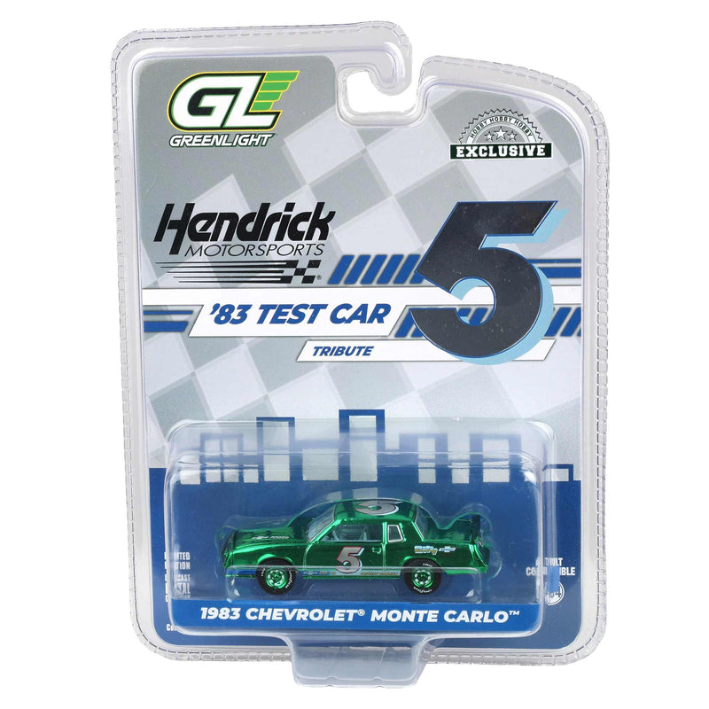 Green Chrome Chase Unit ~ 1/64 1983 Chevrolet Monte Carlo, Hendrick Motorsports First Test Car Tribute, Hobby Exclusive