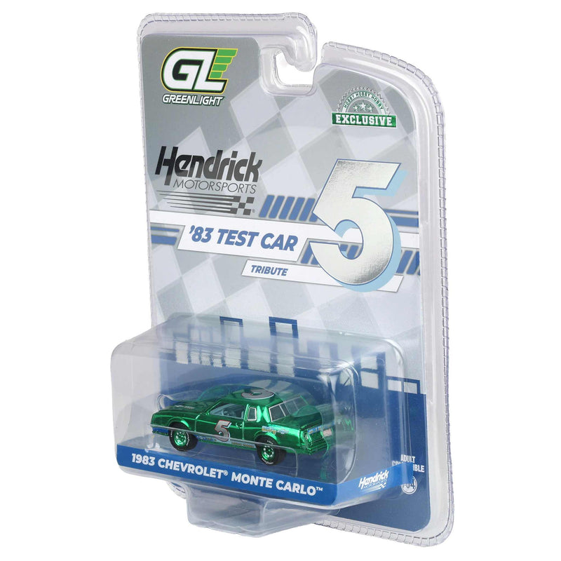 Green Chrome Chase Unit ~ 1/64 1983 Chevrolet Monte Carlo, Hendrick Motorsports First Test Car Tribute, Hobby Exclusive