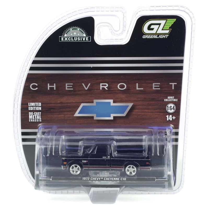 1/64 1972 Chevy Cheyenne C10 Short Bed, Black, Hobby Exclusive