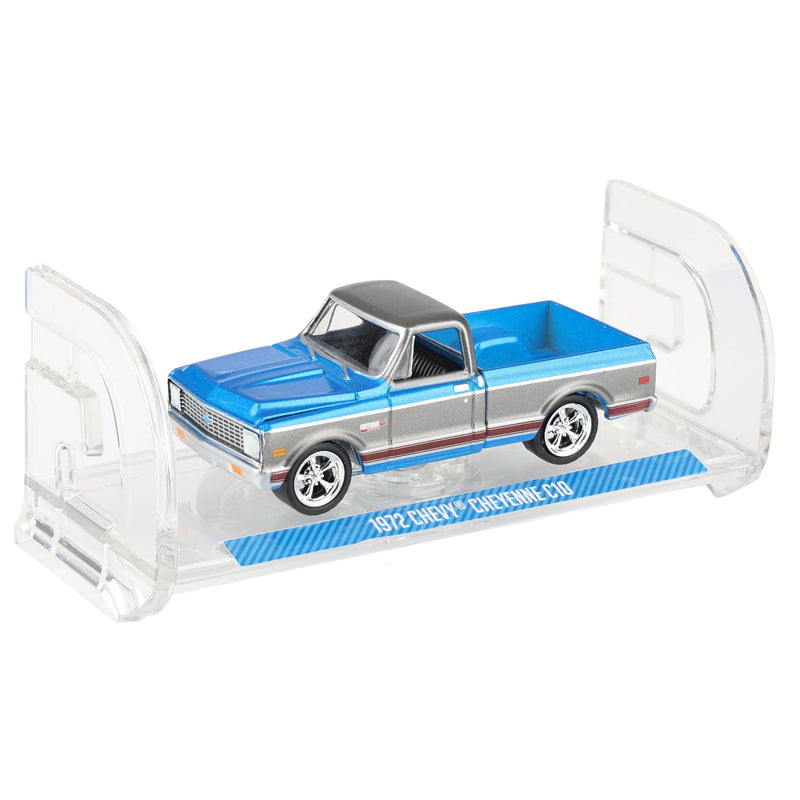 1/64 1972 Chevy C10 Cheyenne Short Bed Pickup Truck, Blue/Gray, Hobby Exclusive by Greenlight