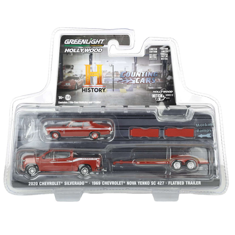 1/64 2020 Chevrolet Silverado High Country with 1969 Chevrolet Nova Yenko SC 427 on Flatbed Trailer, Counting Cars (2012-Present TV Series)