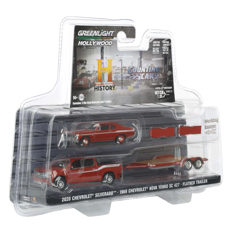1/64 2020 Chevrolet Silverado High Country with 1969 Chevrolet Nova Yenko SC 427 on Flatbed Trailer, Counting Cars (2012-Present TV Series)