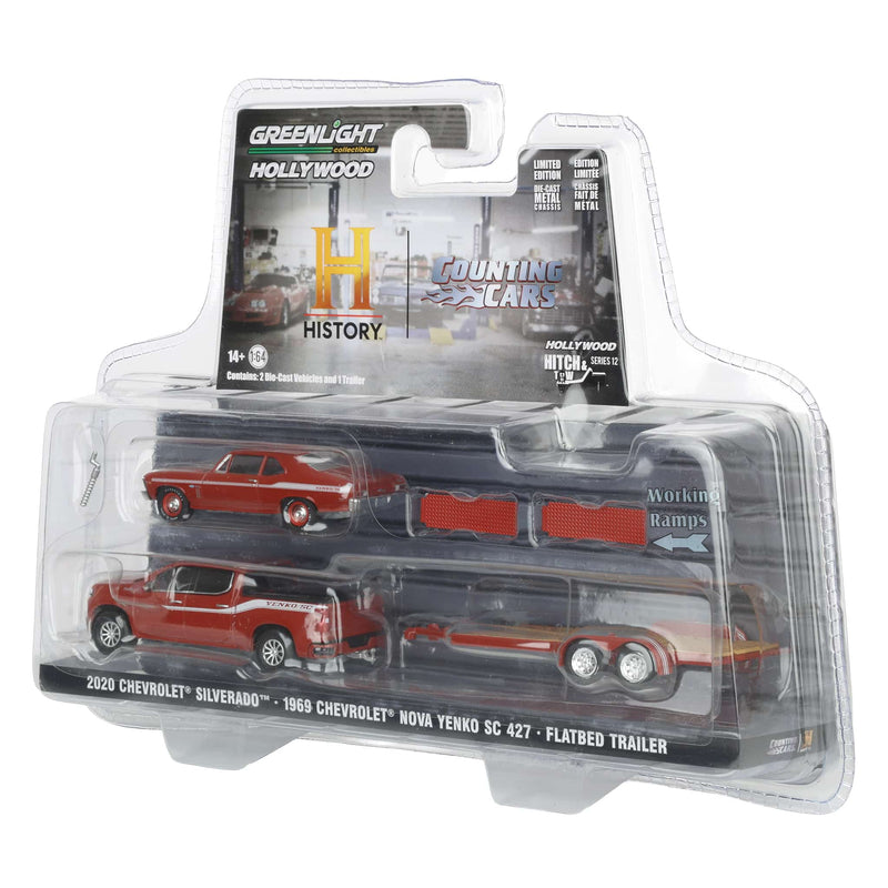1/64 2020 Chevrolet Silverado High Country with 1969 Chevrolet Nova Yenko SC 427 on Flatbed Trailer, Counting Cars (2012-Present TV Series)