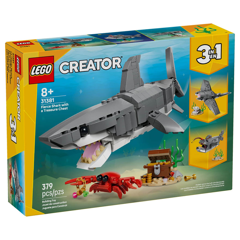 LEGO® Creator 3-in-1 Fierce Shark with a Treasure Chest Building Set, 379 Pieces