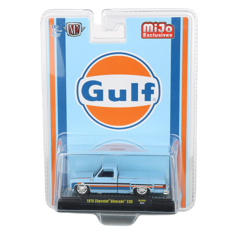 1/64 1978 Chevrolet Silverado C30, Blue, Orange & White Stripes Gulf Deco, Mijo