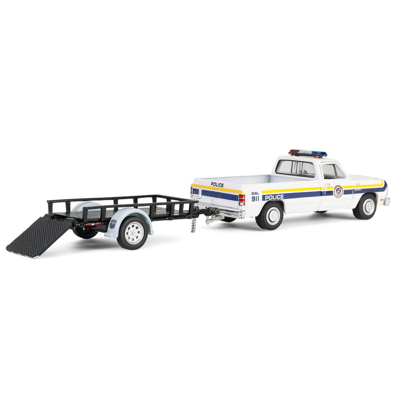 1/64 1990 Dodge Ram D-250 with Utility Trailer, Philadelphia, PA Police Department, Hot Pursuit Hitch & Tow Series 1