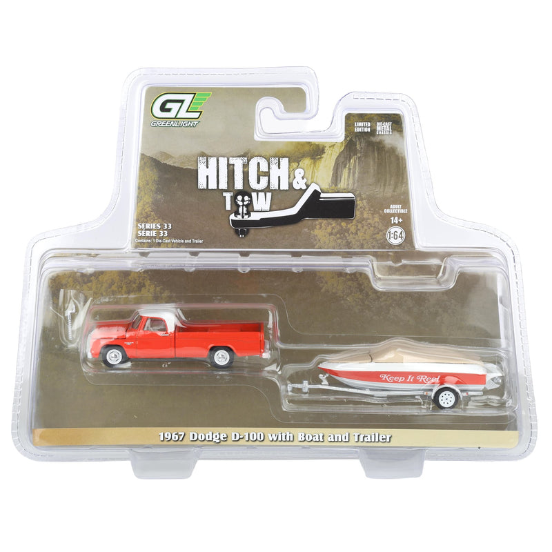 1/64 1967 Dodge D-100 with Boat and Trailer, Hitch & Tow Series 33