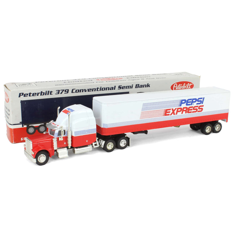 1/64 Peterbilt 379 Conventional Semi and Box Trailer Limited Edition Bank, Pepsi Express