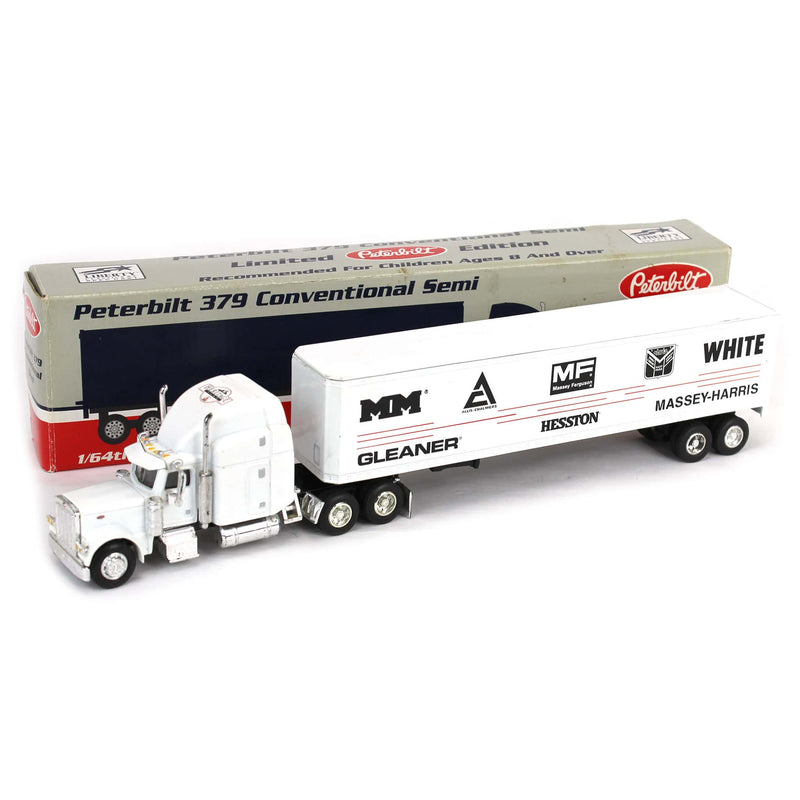 (B&D) 1/64 AGCO Peterbilt 379 Conventional Semi Truck with Box Trailer - Damaged Item