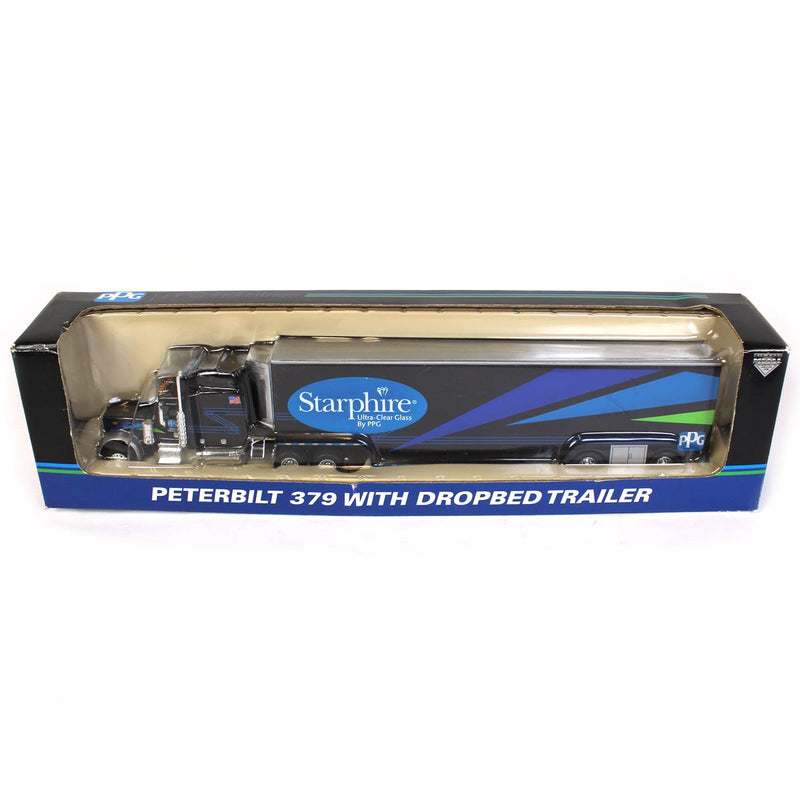 1/64 Peterbilt 379 PPG Starphire Glass (Carlisle PA) Semi Truck with Dropbed Trailer by SpecCast