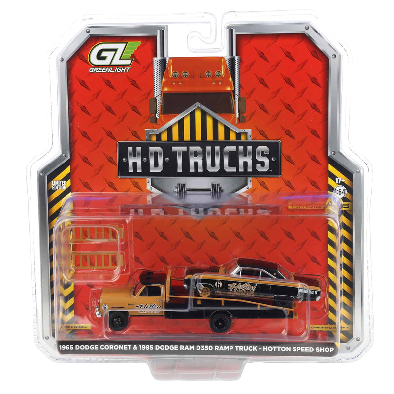 1/64 1985 Dodge Ram D350 Ramp Truck with 1965 Dodge Coronet, Ramchargers, H.D. Trucks Series 26