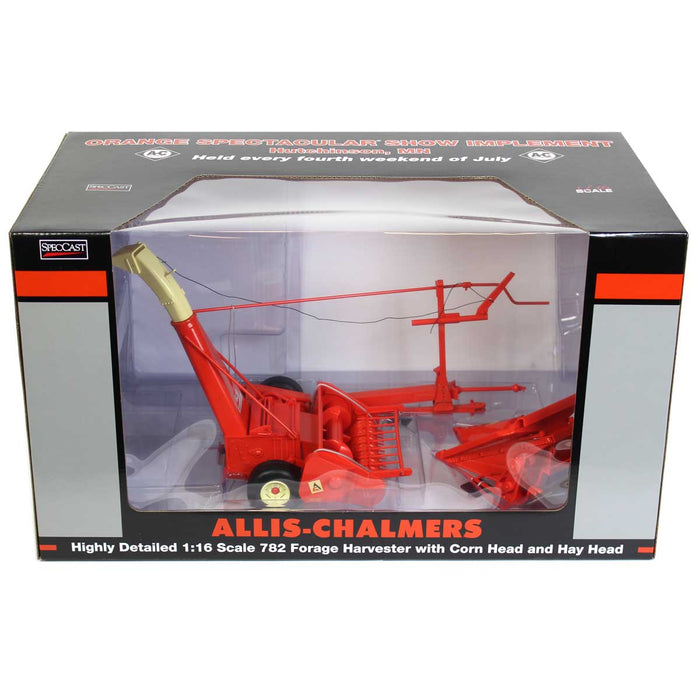 1/16 Allis Chalmers 782 Forage Harvester with Corn & Hay Heads, 2019 Orange Spectacular Show Implement