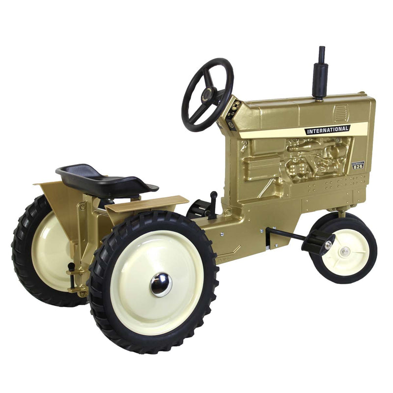 International 826 Narrow Front Pedal Tractor with Fenders & Muffler, 50th Anniversary Gold Paint