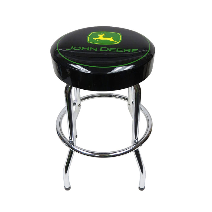 John Deere 29 Inch Black Stool with Chrome Plated Legs