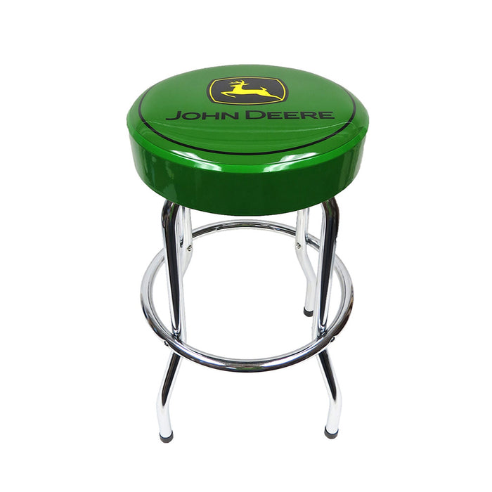 John Deere 29 Inch Green Stool with Chrome Plated Legs