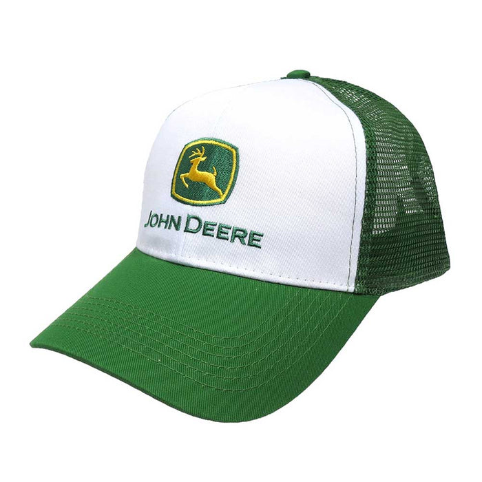 John Deere Cap White & Green with Green Mesh Back