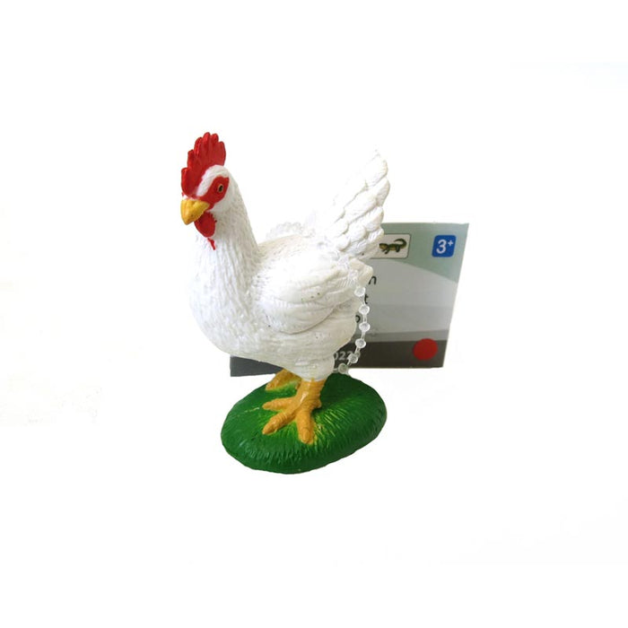 White Chicken with Red Comb on Grass by Safari Ltd