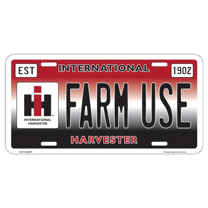 International Harvester Farm Use Embossed Metal License Plate