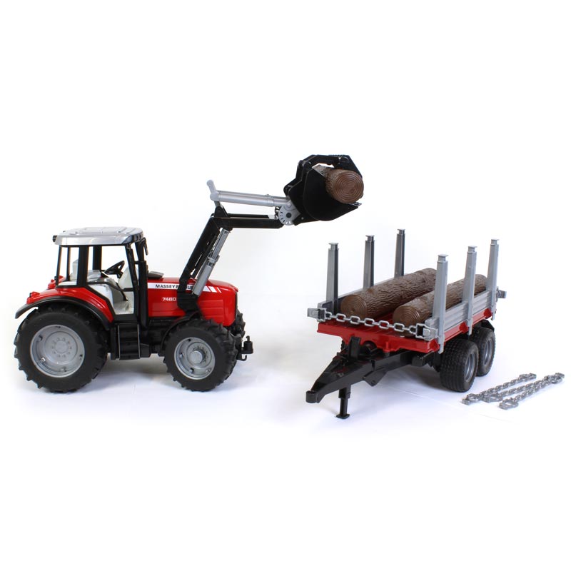 1/16 Massey Ferguson 7480 with Front Loader and Timber Trailer