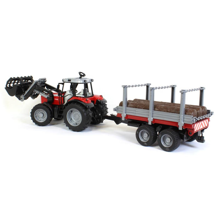 1/16 Massey Ferguson 7480 with Front Loader and Timber Trailer