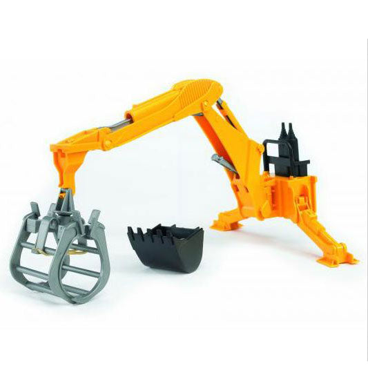 1/16 Rear Backhoe Attachment with Bucket and Grapple by Bruder