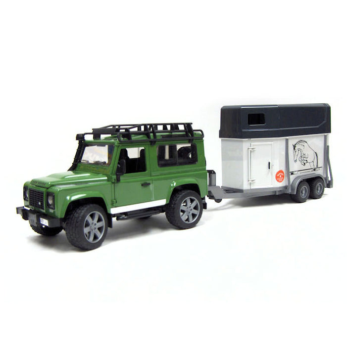 Land Rover Defender SUV with Horse Trailer and Horse by Bruder