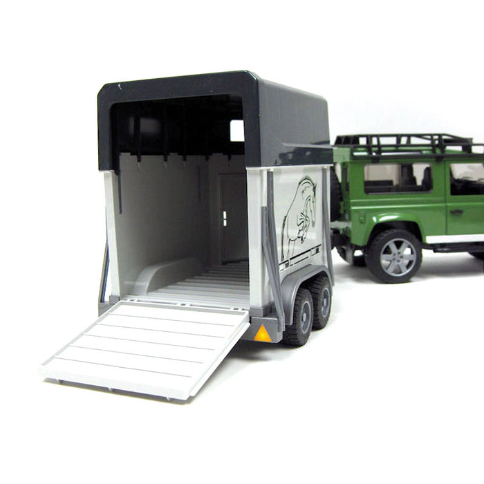 Land Rover Defender SUV with Horse Trailer and Horse by Bruder