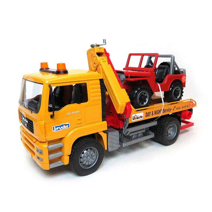 1/16 MAN Actros Tow Truck with Cross Country Vehicle by Bruder